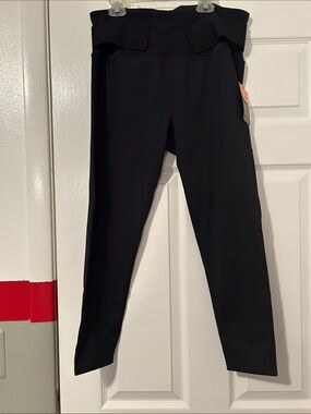High-Rise Fold-Over Black Leggings